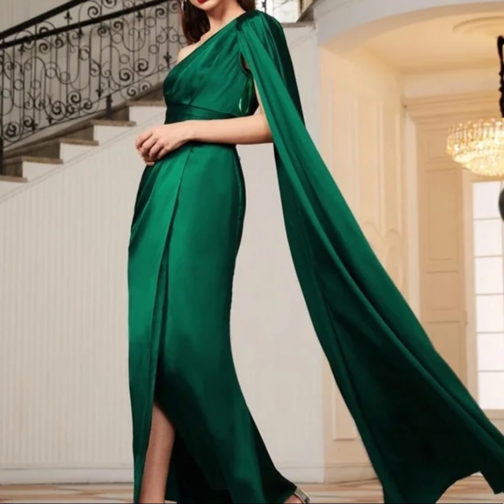 Luxe Pink One shoulder party formal evening Prom Satin Wedding dress - Picture 11 of 16